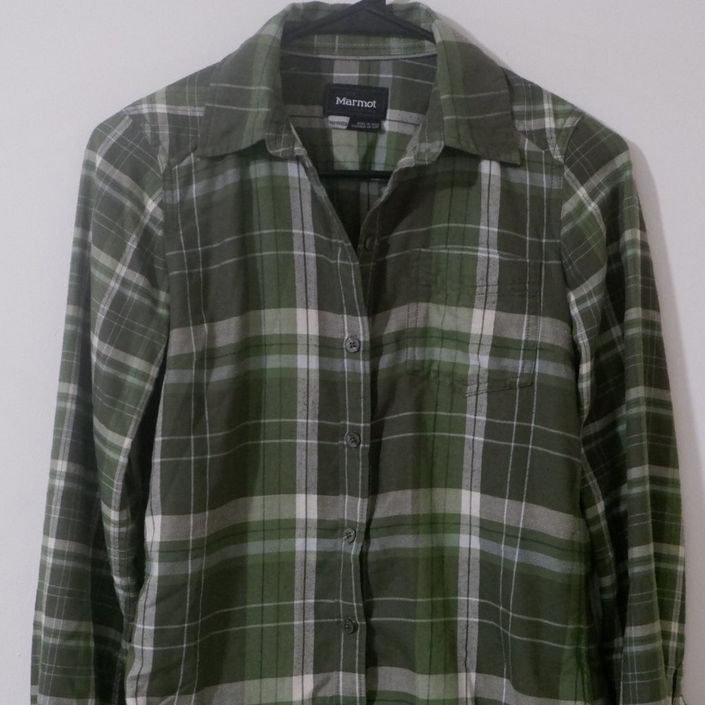 Green Plaid Marmot Flannel Shirt